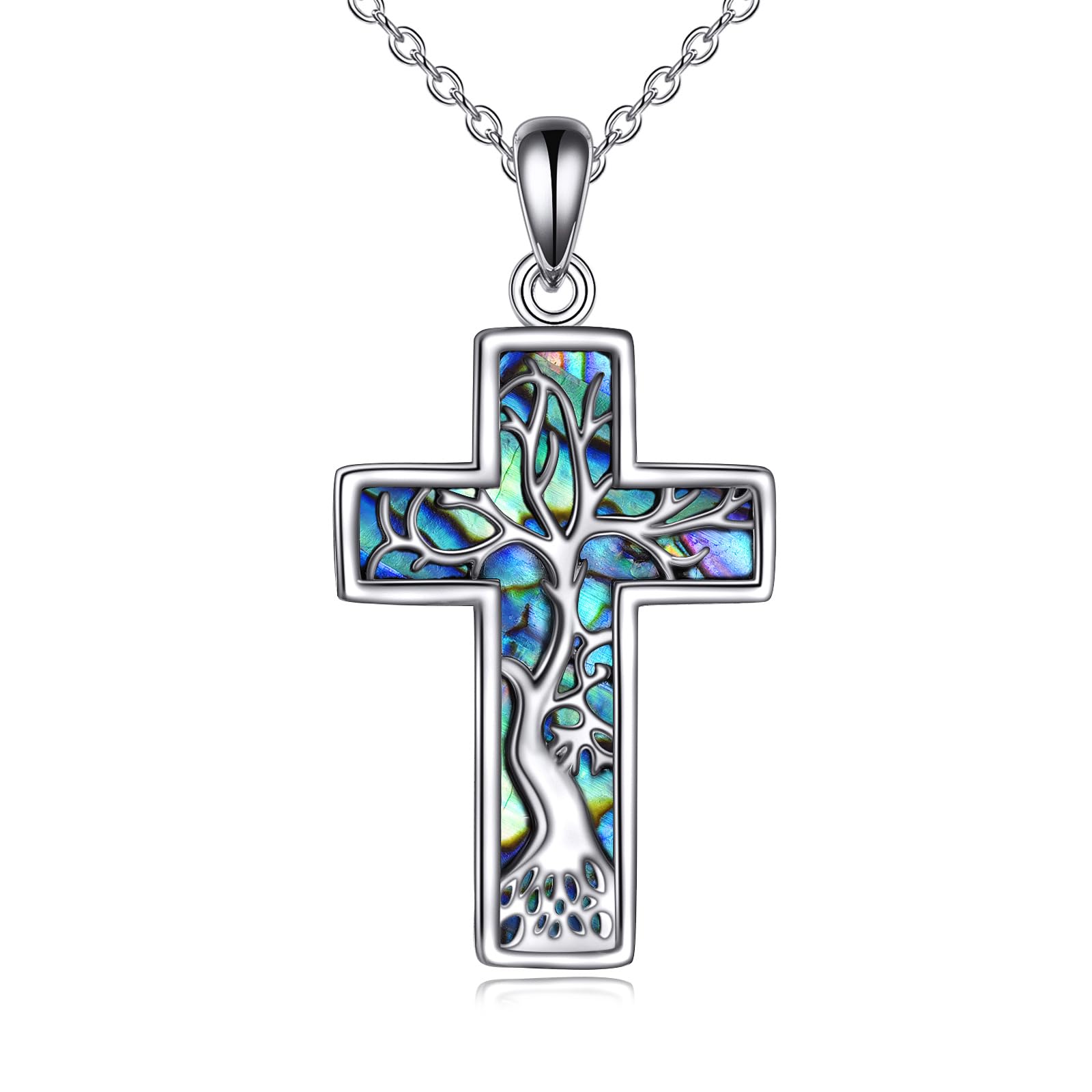 AOS191 Pendentif Croix Chrétienne En Argent Massif 925/1000
