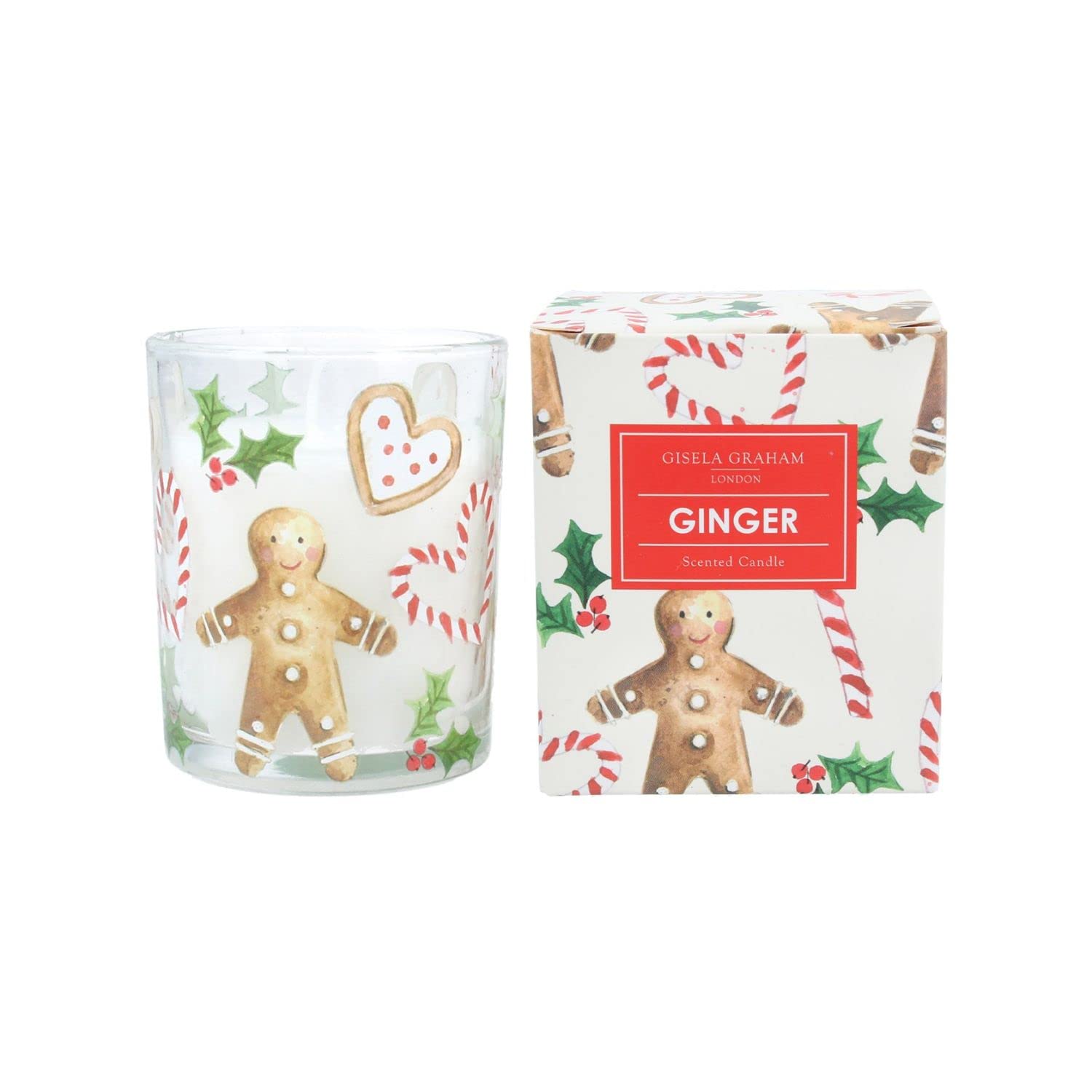 Gisela Graham Christmas Decoration Candle Gingerbread and Candy Cane Small