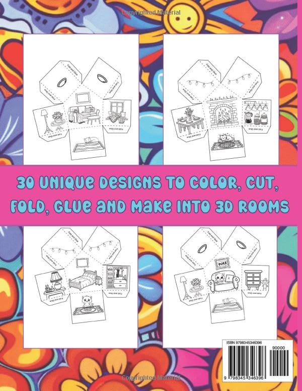 Color, Cut and Create Activity Book: 3D Rooms, Creative Coloring and Activity Book for Kids image 3