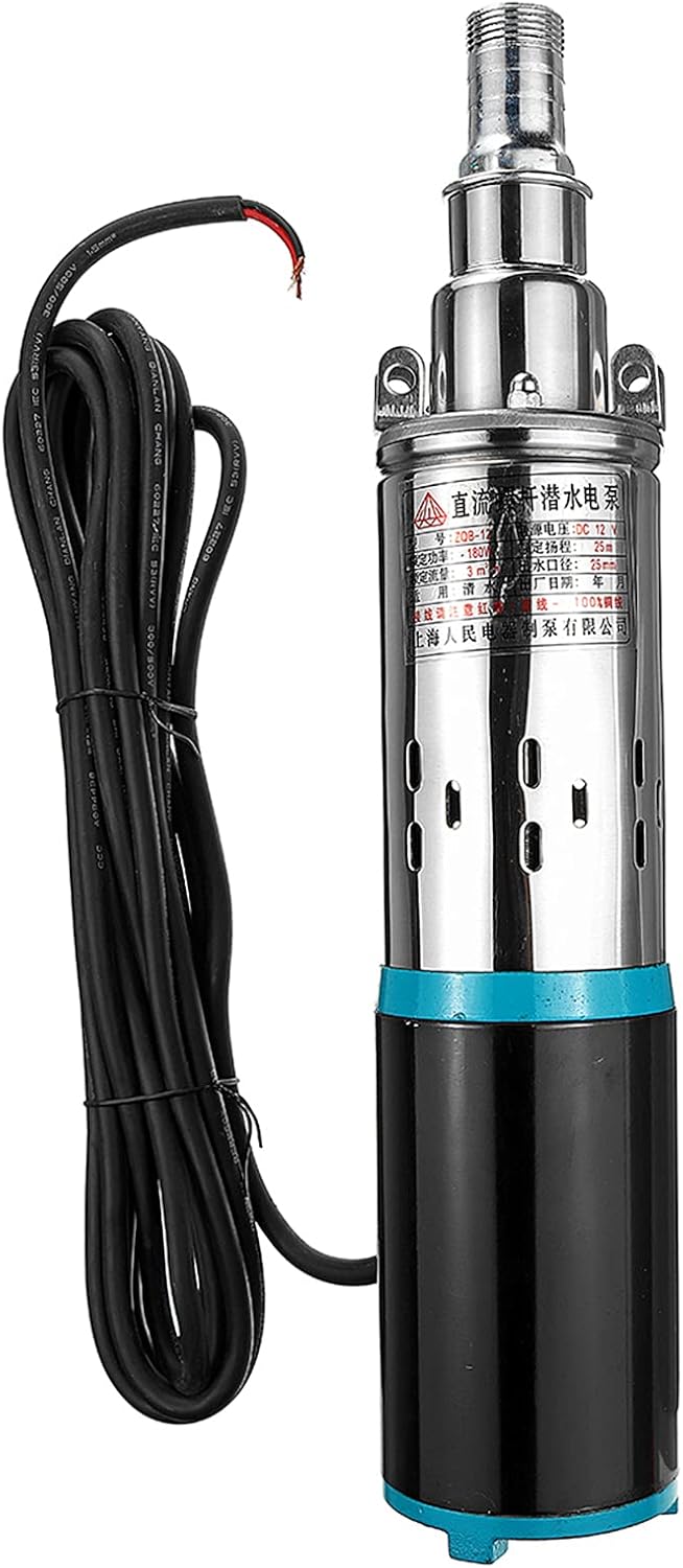 HTYQ Bomba De Pozo De Agua Solar De 12V/24V/48V/60V, Bomba Sumergible De Tornillo De CC para Riego Agrícola Doméstico, Bomba De Pozo Profundo De Acero Inoxidable con Ahorro De Energía De Gran
