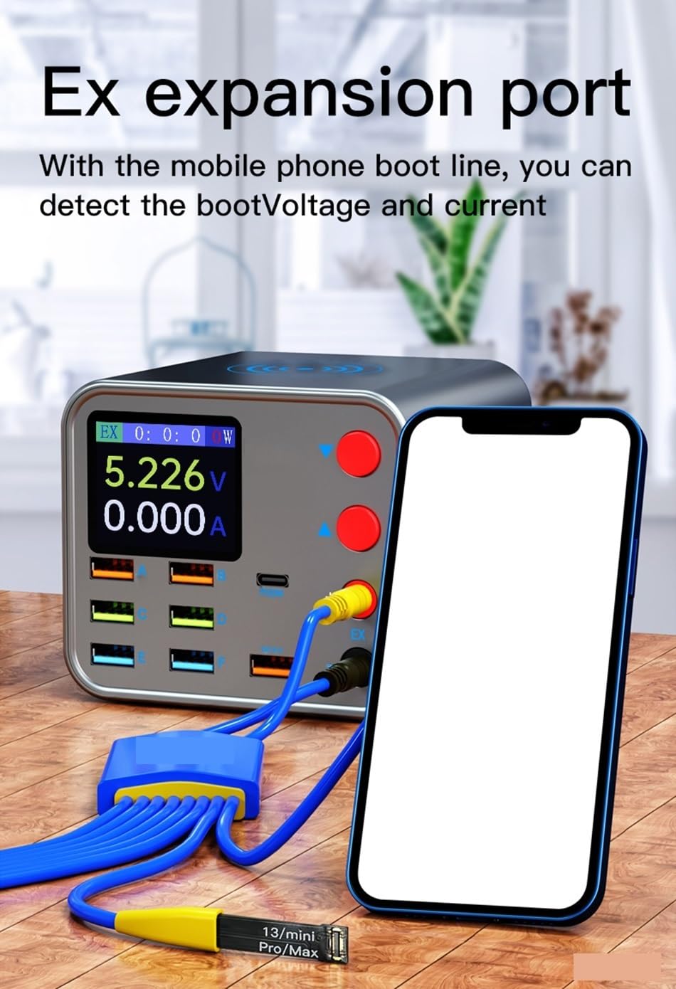 Chargeur sans Fil USB PD à 8 Ports, Charge Rapide, avec Fonction de réparation Anti-Court-Circuit, Alimentation for téléphone Portable