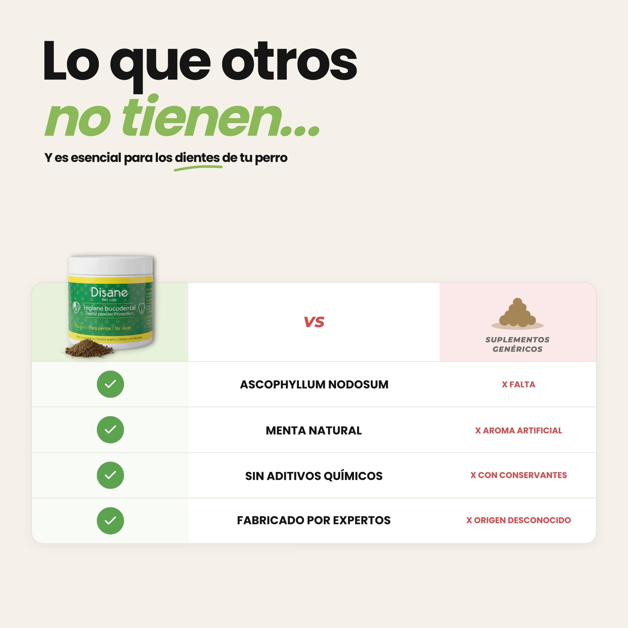 DISANE Higiene Bucodental Perros Maxi 180 Gramos | Suplemento en Polvo para Cuidado de Dientes y Encías para Perros| Combate el Sarro y la Placa de Perros | Eficaz contra el Mal Aliento de Perros