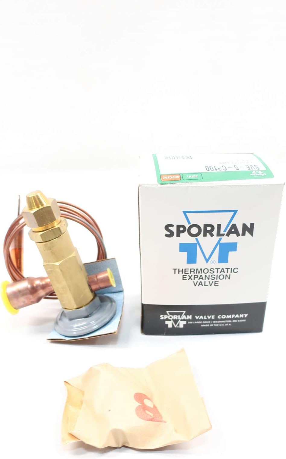 SPORLAN SVE-5-CP100 Thermostatic Expansion Valve 1/2 X 7/8IN ODF Solder