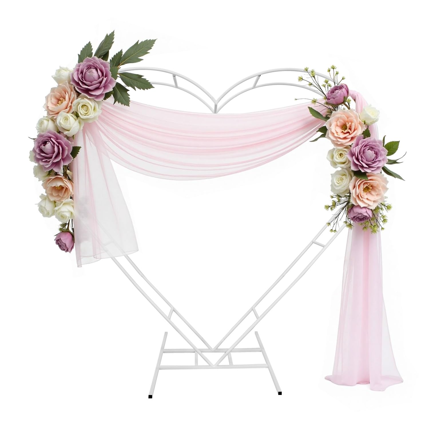 ZIRUU White Double Heart Shape Wedding Metal Arch Backdrop Flower Balloon Arbors Stand for Wedding Birthday Party,Graduation Decorations and Baby Shower