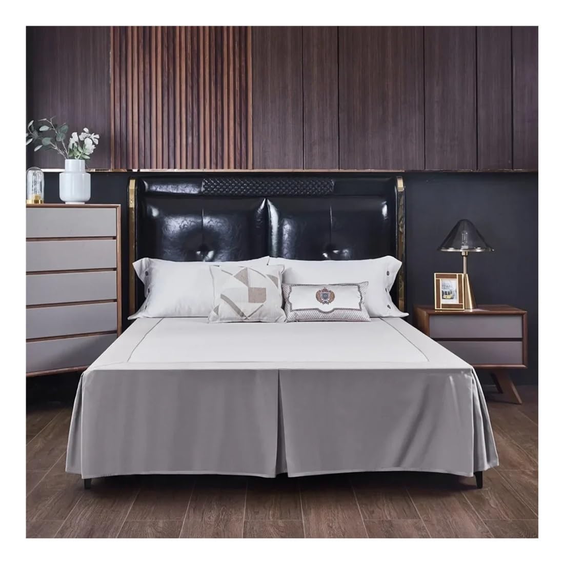 Mantovana giroletto ad angolo aperto, in tinta unita, spazzolato, per casa e hotel, matrimoniale, king size, queen size (CQ005-33, king size 200 x 203 x 38 cm)