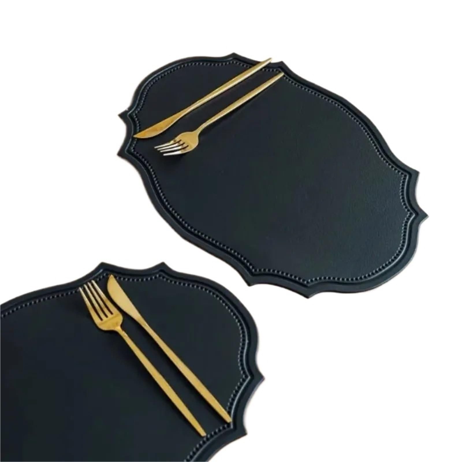 Décoration de Table, Sets de Table, Set de 6 Sets de Table en Silicone PU de Formes variées, Noir, Rose et Vert, pour la Cuisine et la Salle à Manger.