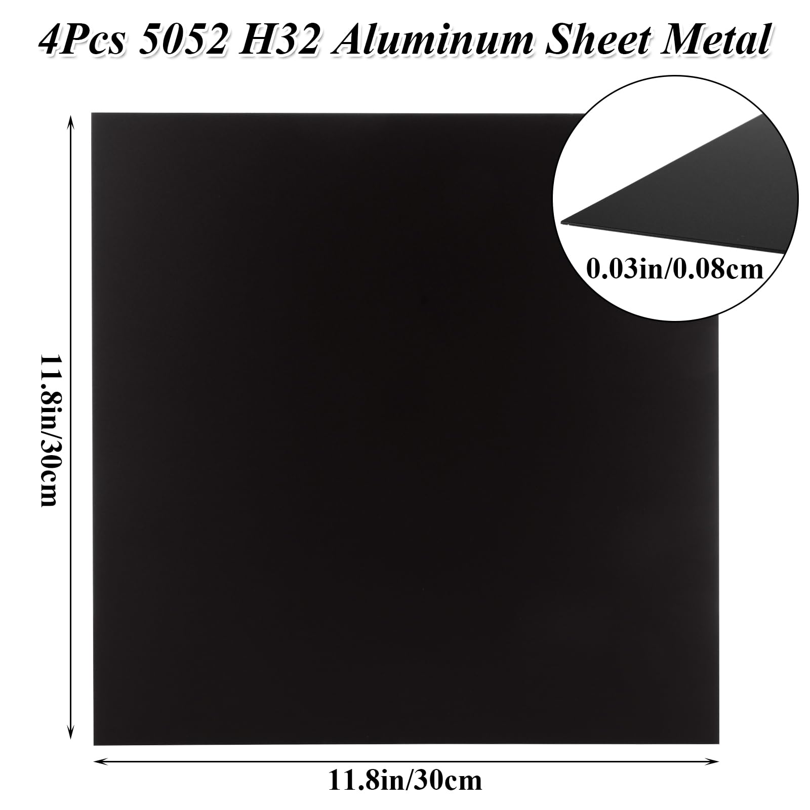 LDXDRU 4Pcs 5052 H32 Aluminum Metal Sheet 12 x 12 x 1/32 (0.04
