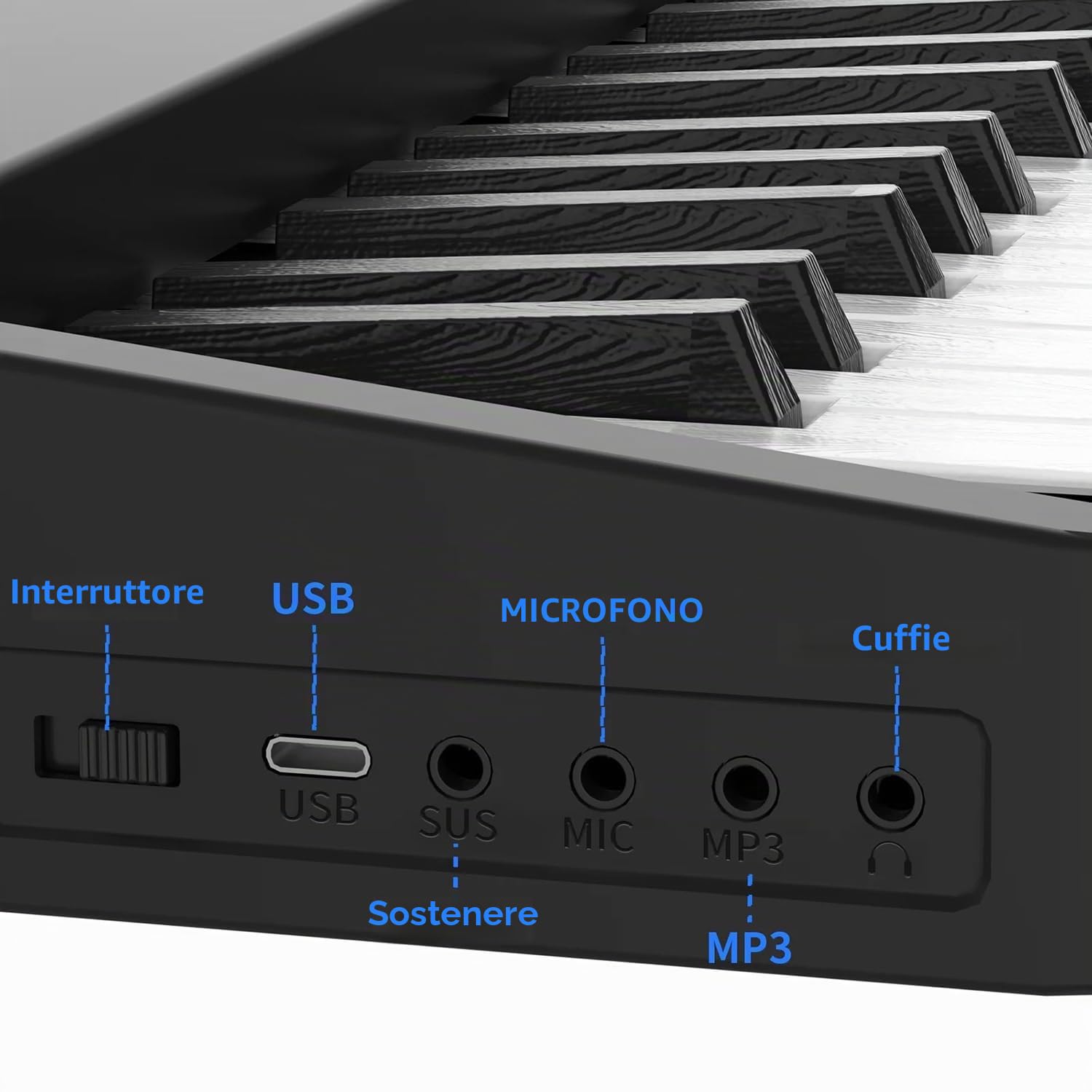Pianola per Scuola Media，Tastiera 61 Tasti，Pieghevole Tastiera Elettronica Portatile, con Tasti a Grandezza Standard Leggio Pedale Sustain MIDI Bluetooth e Borsa