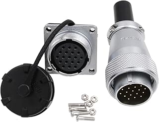 HangTon WS24 19 Pin Aviation Circular Power Electrical Connector 5A 500V Male Cable Plug + Female Panel Socket Dustproof Industrial Metal Shell