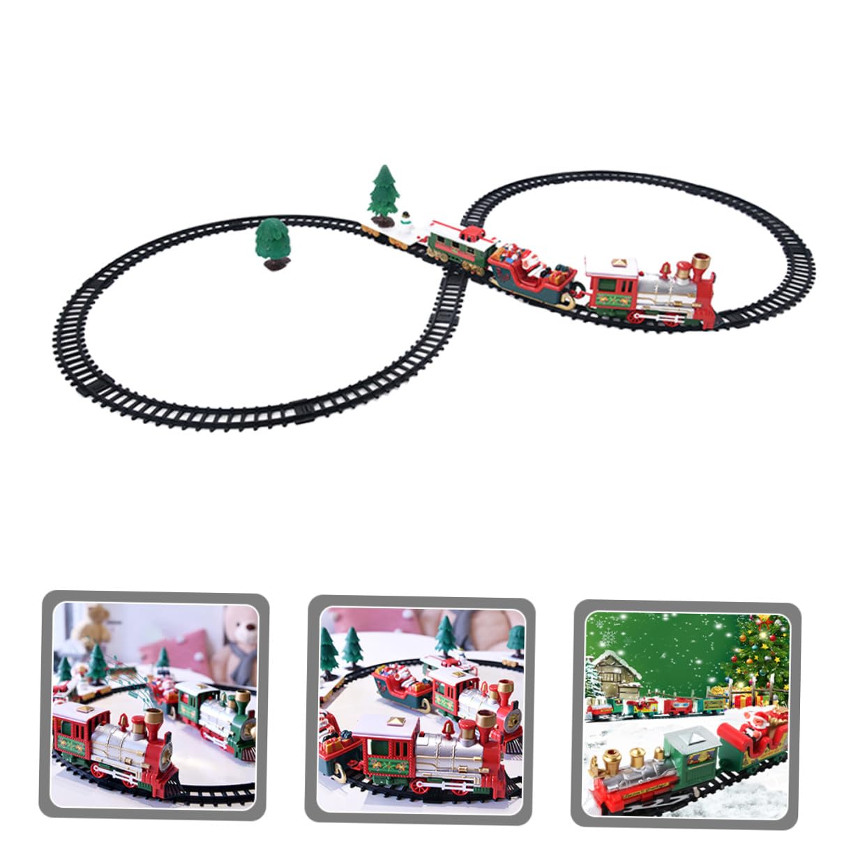Tren de Juguete Navideño Eléctrico con Vías Diseño Pequeño Batería Adorno Creativo para Decoración de Navidad Adecuado Ambiente Festivo