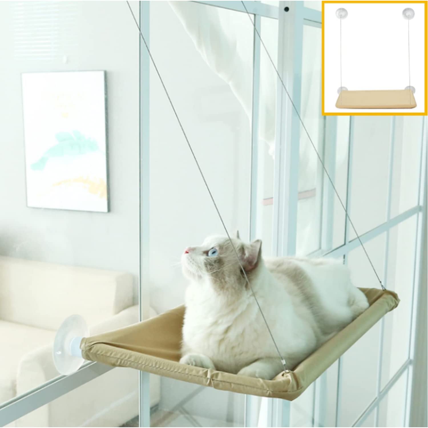 Amaca Per Gatti Da Finestra - Mensola Con Ventose Per Gatti Fino A 25 Kg, Design A Doppio Strato - Foto 8