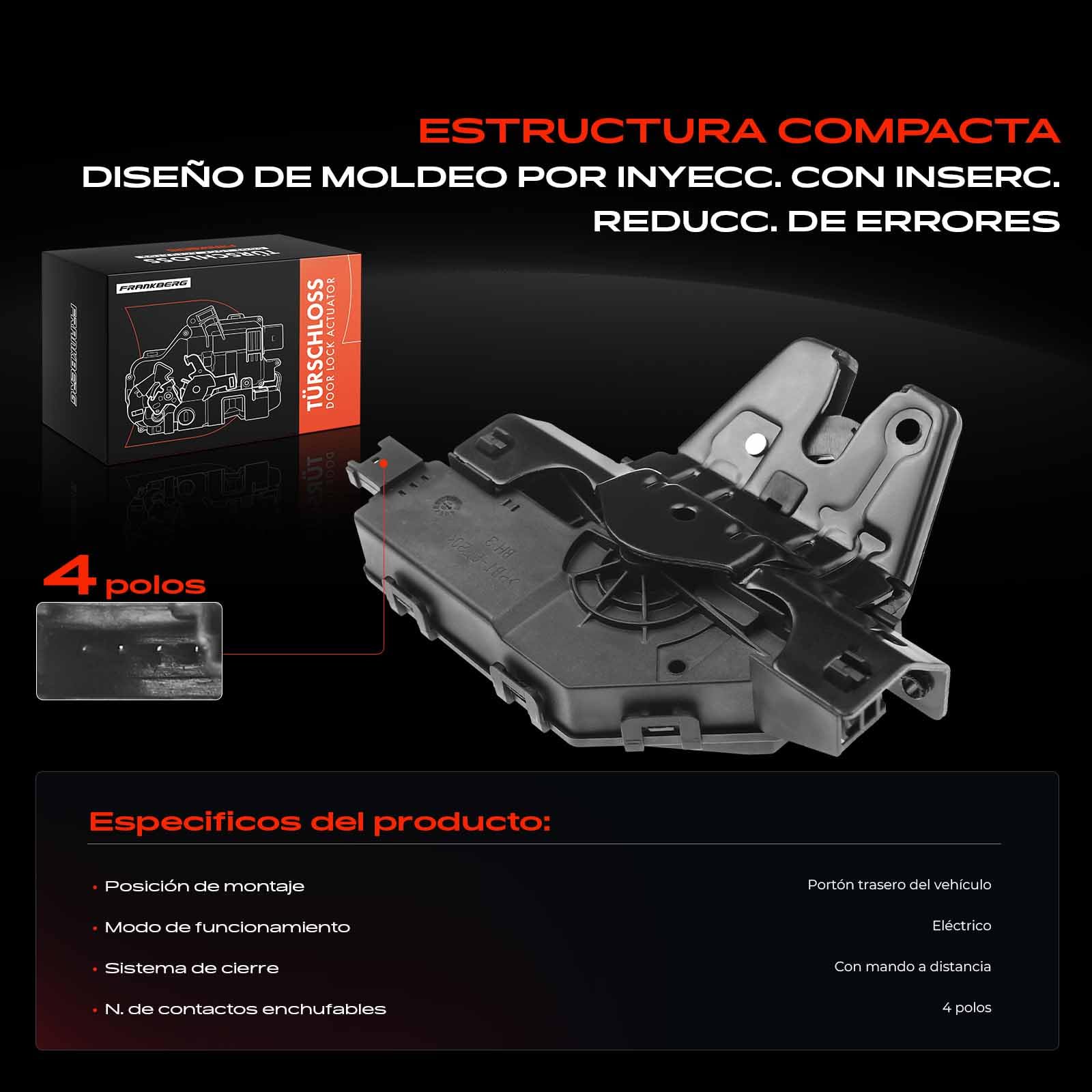 Frankberg Cerradura del portón trasero Cerradura de la puerta Puerta Trasera Cerradura del portón trasero Compatible con Serie 1 E81 Serie 3 E46 Serie 3 cabrio E46 Serie 1 E87 Serie 5 E60 51247840617