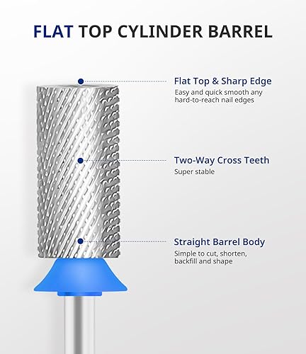 Miniatura 3 de AIRSEE Broca de carburo de tungsteno para uñas acrílicas, punta de cabeza de máquina de archivo eléctrico Efile para manicura, pulido y arte quitar