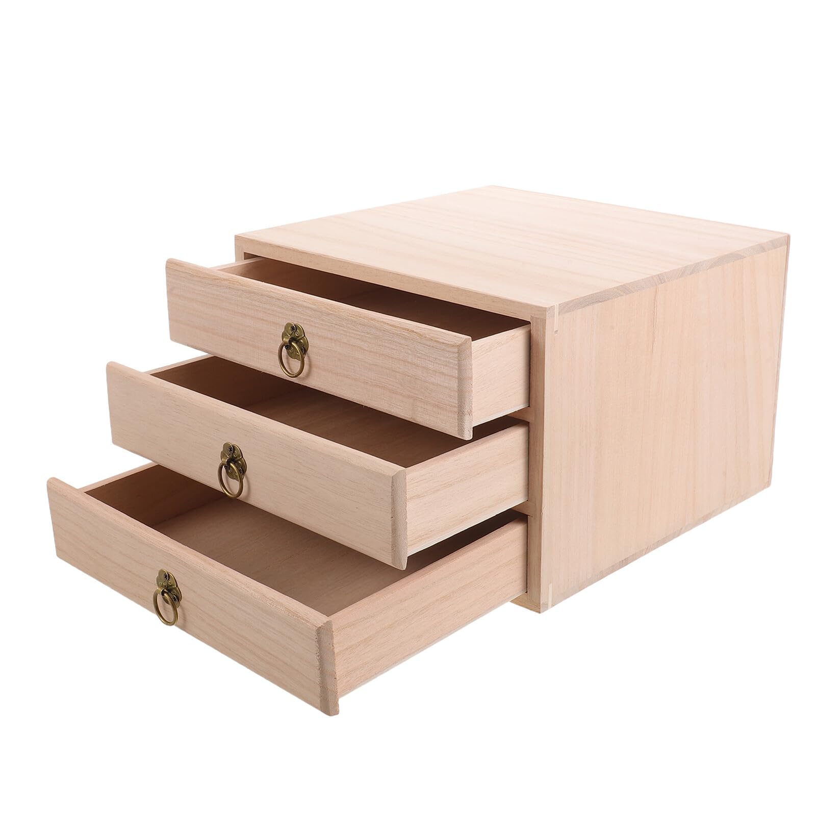 Genérico Organizador de Caja de Té Estilo Vintage Decorativo de Madera Maciza con 3 Cajones y Compartimentos Organizadores para U Oficina