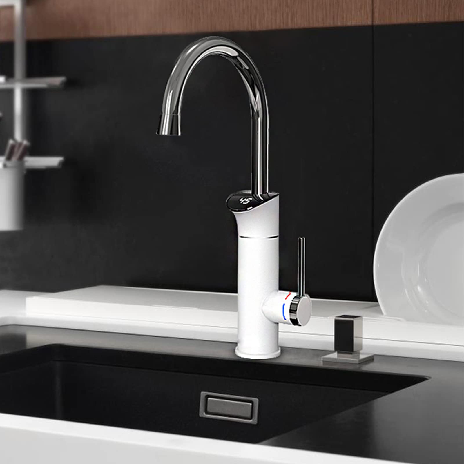 Rubinetto per lavello da Cucina, Rubinetto per scaldabagno Elettrico, Rubinetto per Acqua istantanea Senza Serbatoio, Rubinetto per Riscaldamento rapido, rubinetti da Cucina con Display Digitale