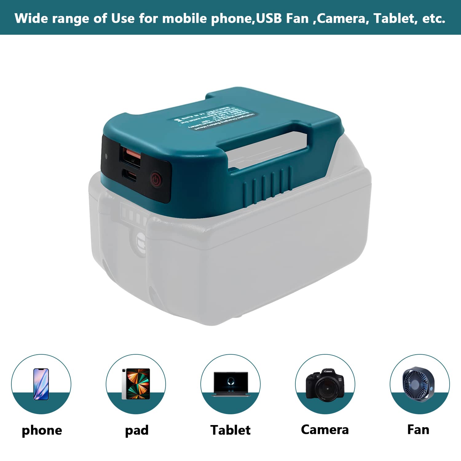 2 Pack USB Ladegeräte Adapter für Makita 18V Akku, mit USB & Type-C Phone Charging Adapter Schnelllade Akkuadapter (nur Adapter)