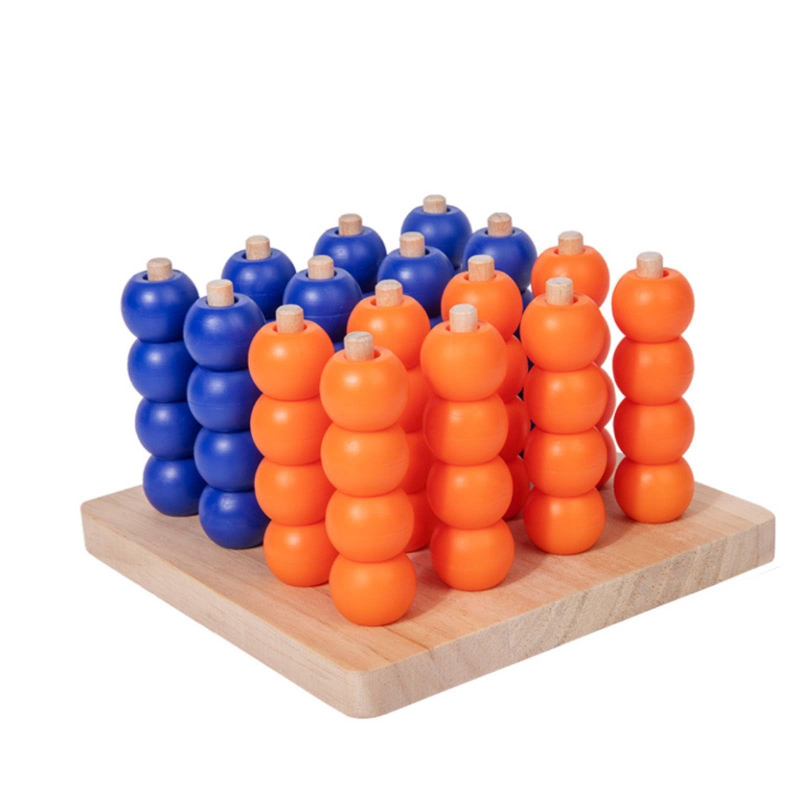 64 Pieces Wooden Connect Four Parent Child Interaction 3D Four in a Row Game Connect 4 Game Early Learning Educational, Natural Multi-image-18