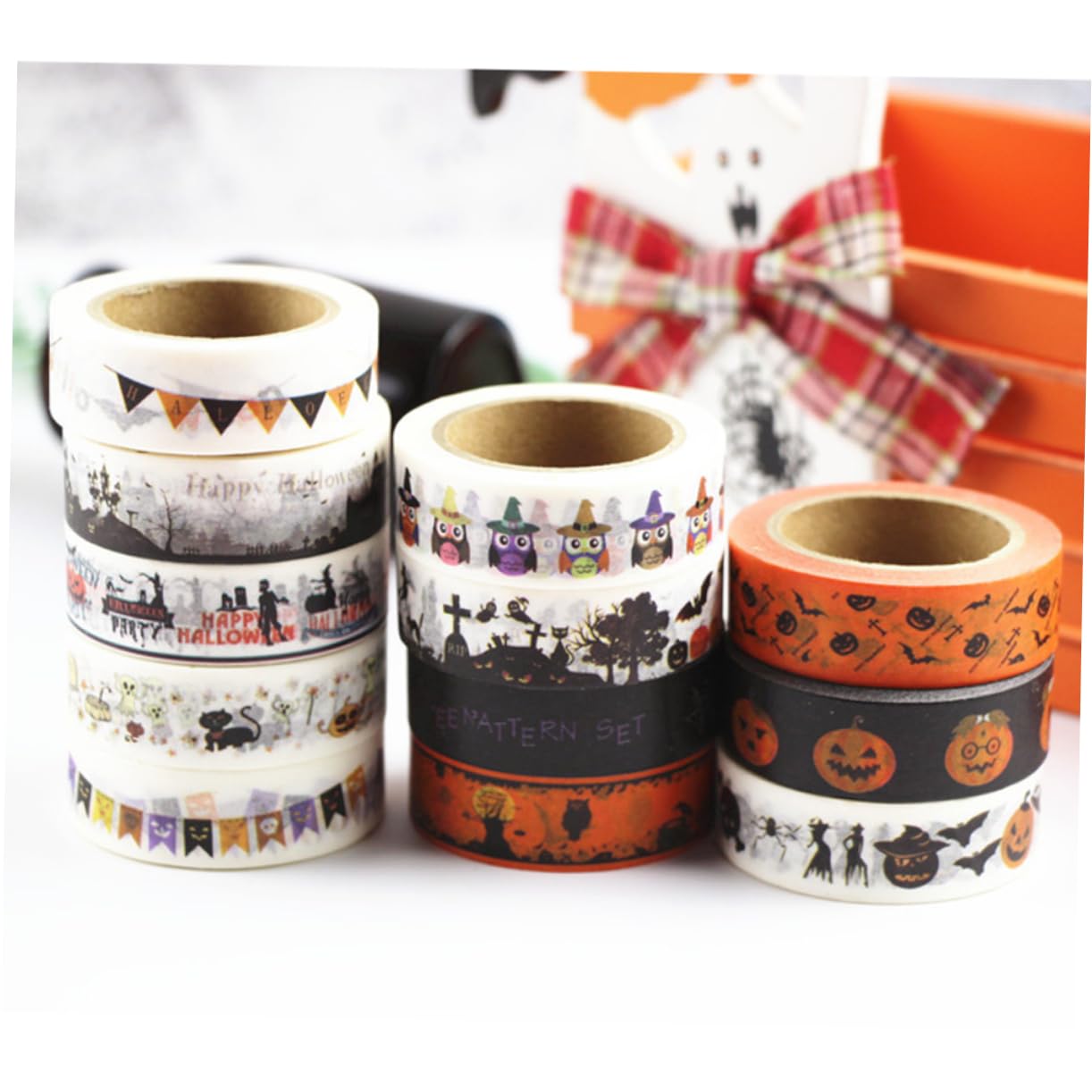 Lurrose 3 Sets Washi-klebeband Basteln Dekoratives Abdeckband Klebstoff Für Halloween-themen Sammelalben Kalender 6 Stück X 3