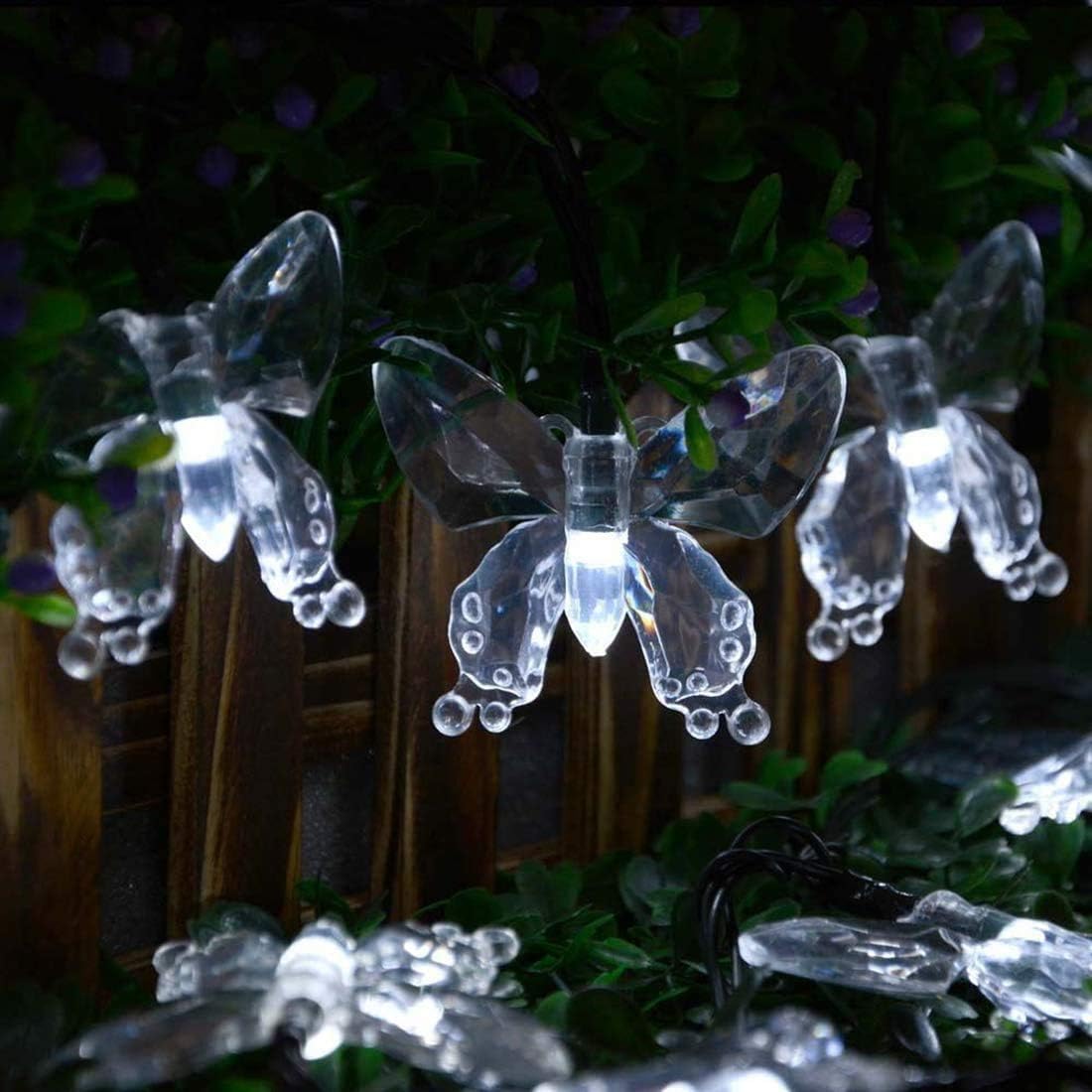 KINGCOO Butterfly String Lights, Waterproof 23FT 50LED Butterfly Lamp Solar Fairy Decorative String Lights 8Mode Outdoor Indoor for Garden Home Wedding Party Christmas Lighting Decoration(White)