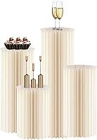 OYKSHDF 4-Pack Foldable Cardboard Cake Pedestal Stands with Clear Acrylic Tops - 11.8" Dia, 15.7-39.4" Heights for Weddings & Parties