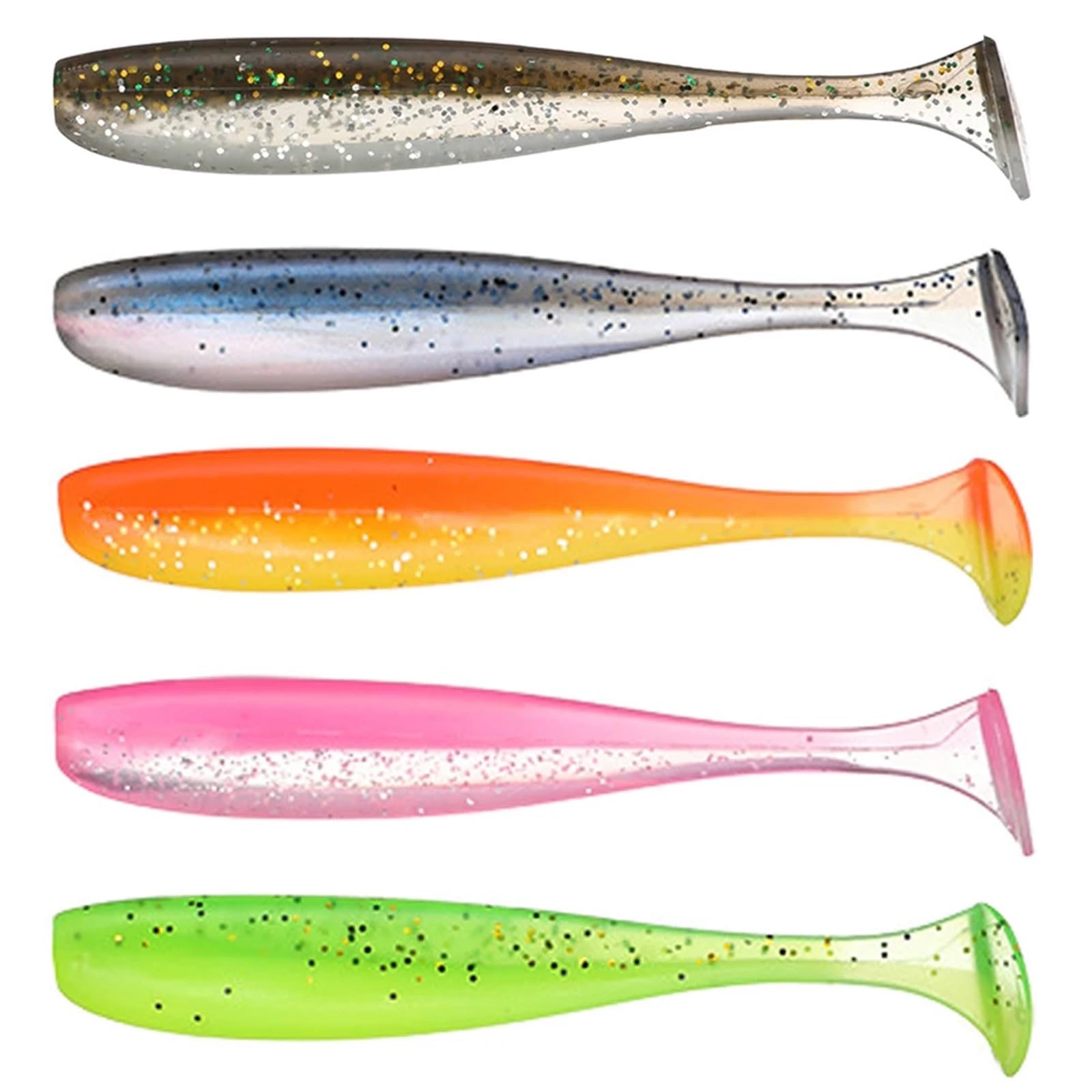 30 pz 5 cm 1g Esche da pesca in plastica morbida Paddle-Coda Silicone Esche artificiali Pesca Wobbler Luccio Pesce persico Trota Bass Lure