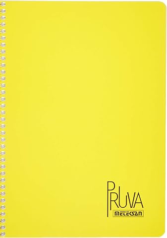 Meteksan Pruva A4 Pet Spiralli Karton Kapaklı Defter 144 Yaprak - Kareli - Sarı