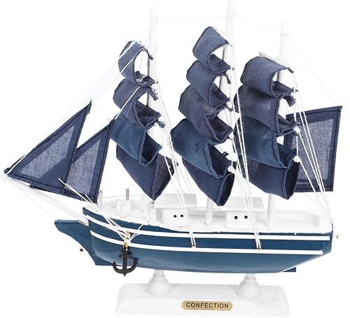 1 pieza de decoración de mesa costera, modelo de barco de vela en miniatura, modelo de barco de madera, hecho a mano, barco náutico vintage para