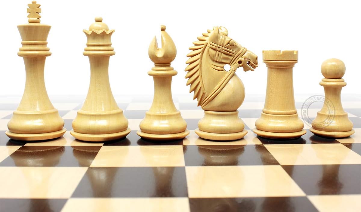 House of Chess - Ringy Rosewood/Boxwood Chess Pieces Rio Staunton 4.0" (102 mm) - 2 Extra Queens - Triple Weighted