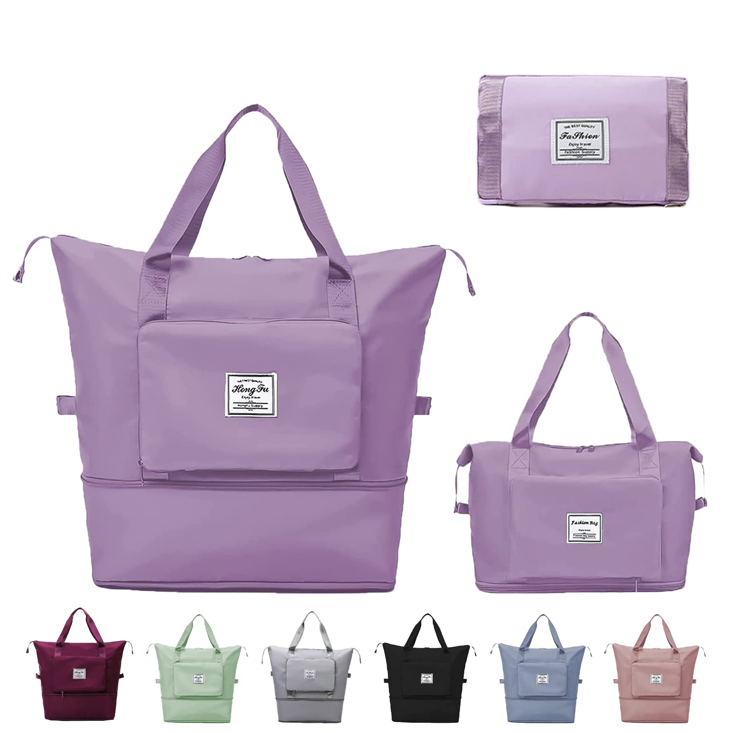 ZANY Oxford Cloth Multi-Functional Travel Duffel Bag with Dry & Wet Separation | Lightweight Waterproof Design | Foldable Travel Shoulder Bag for Sports | Gym | Weekend Getaways (Purple)