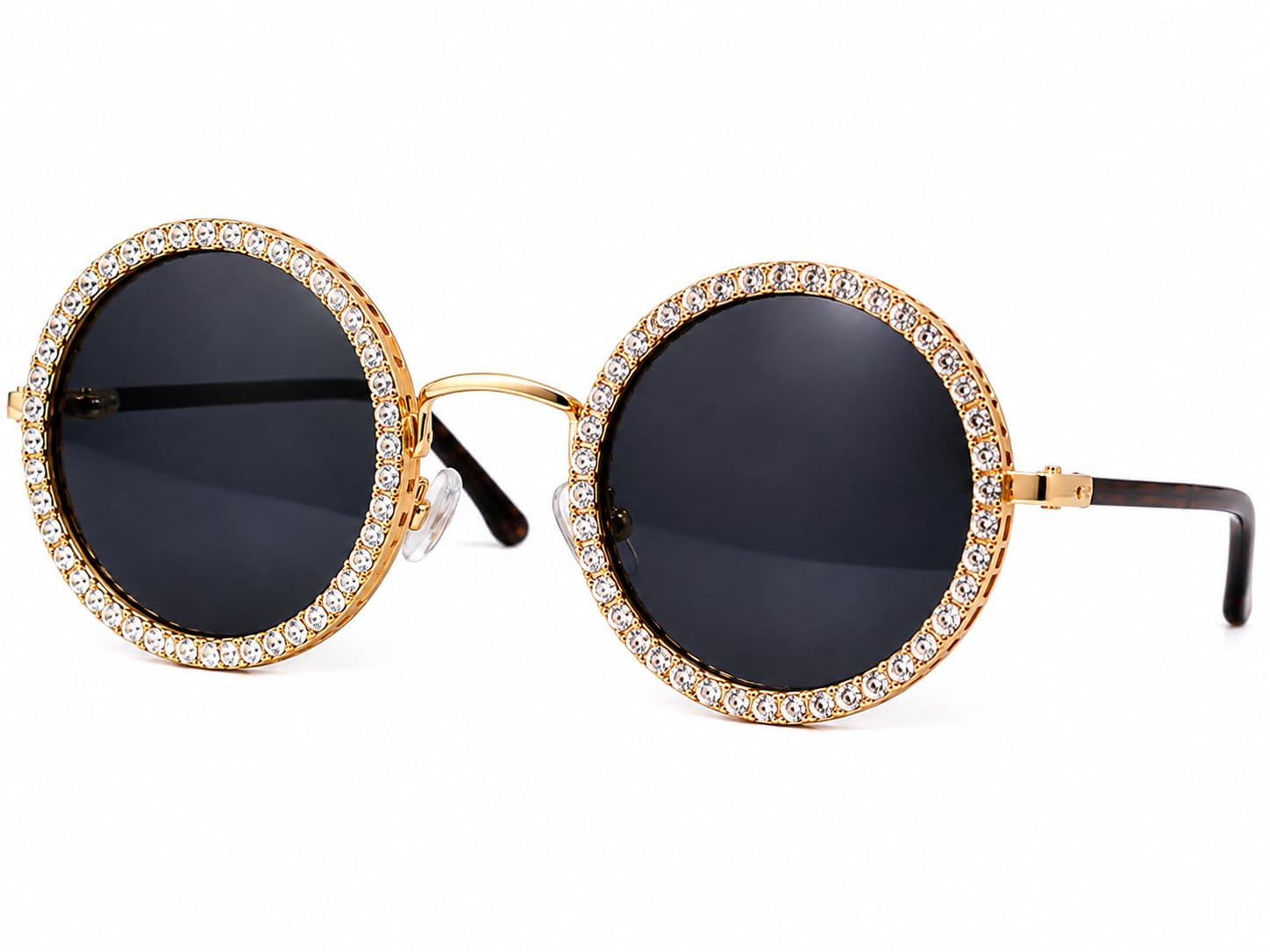 Luxury Round Rhinestone Sunglasses for Women Gold Frame-image-49