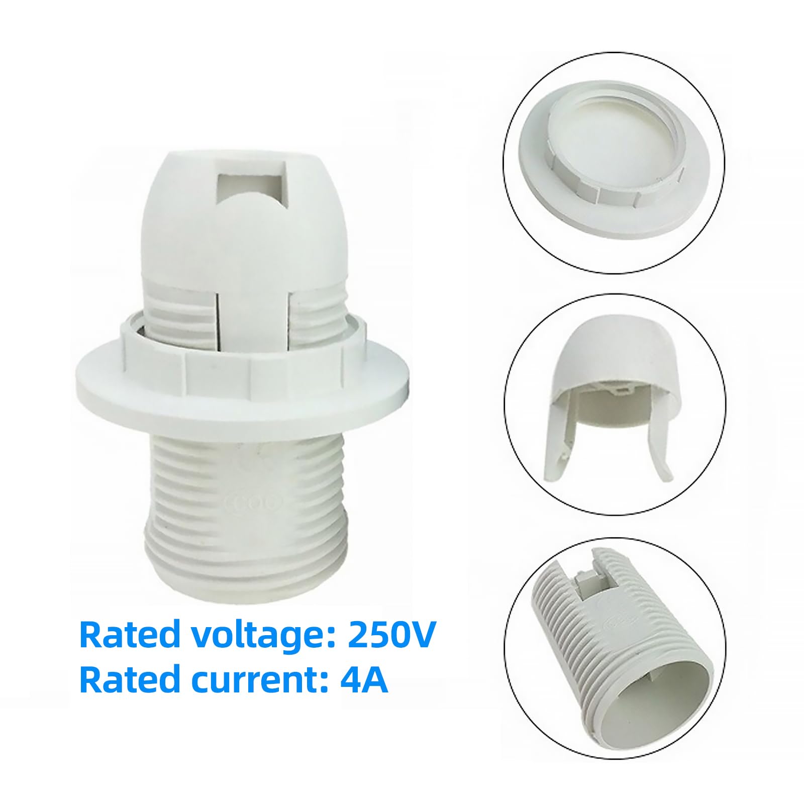 HAPPOW 2 Pack E14 Lamp Holder, White Edison Screw Lamp Holder with Plastic Shell Light Bulb Socket - Image 4