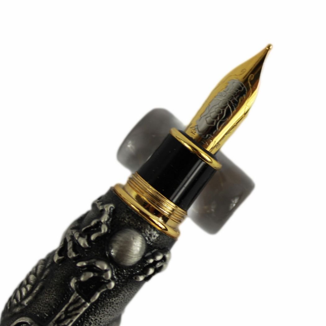 Advanced Fountain Pen Jinhao Chinese Dragon antique gray silver Heavy Gift Pen, Antike Silber - Image 4