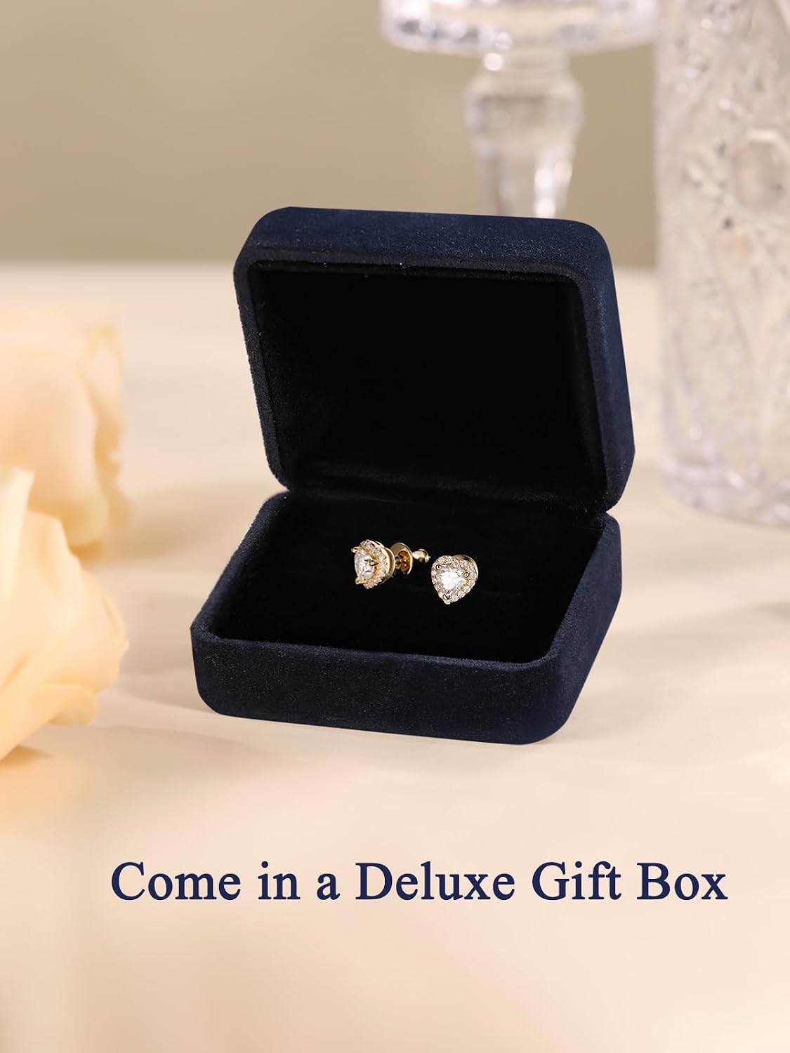 D Color VVS1 Clarity Moissanite Sparkle Stud Earrings for Women, Really Authentic Solid 925 Sterling Silver, Valentines Anniversary Birthday Mothers Day Jewelry, Ideal Gift for Her