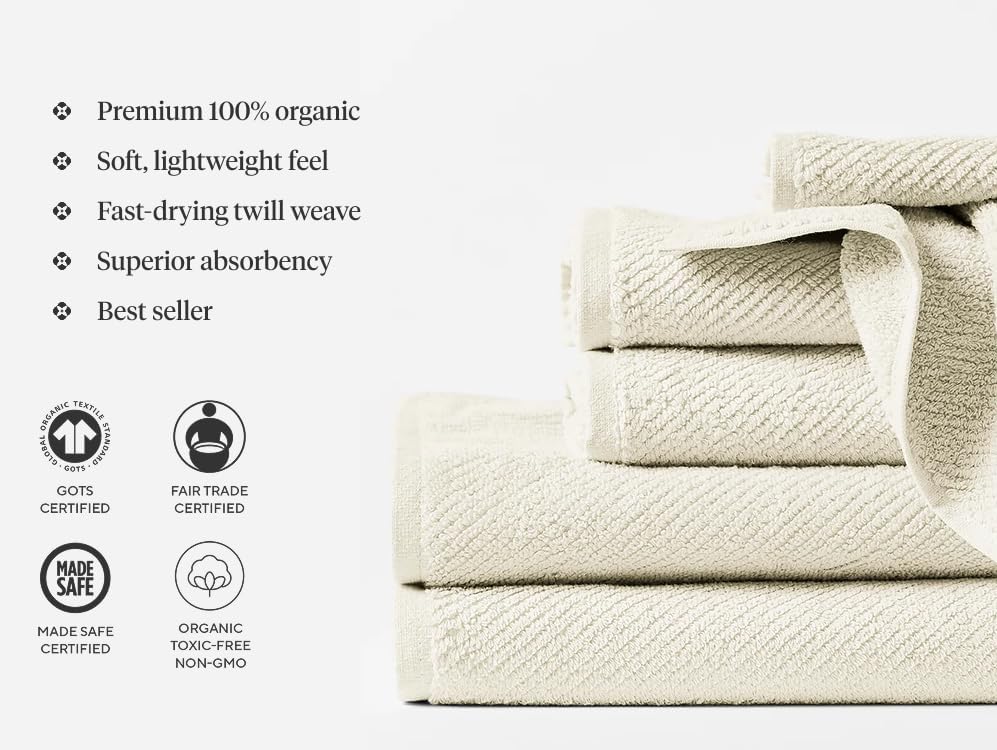 Coyuchi Air Weight Wash Cloth, 100% Organic Cotton Washcloth, 12"x12", Shadow