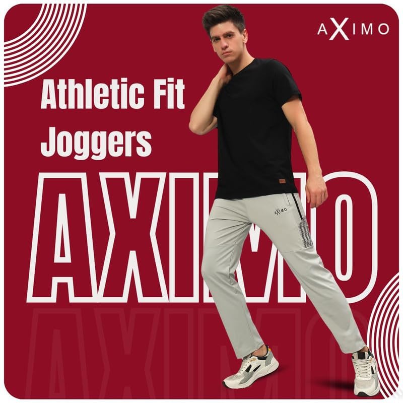 Image of Sports Track Pants for Men Athletic Fit Gym Joggers with Side Stripes Stretchable Breathable Fabric Elastic Waistband with Drawstring Running Workout Training Casual Wear Mens Track Pant Light Grey