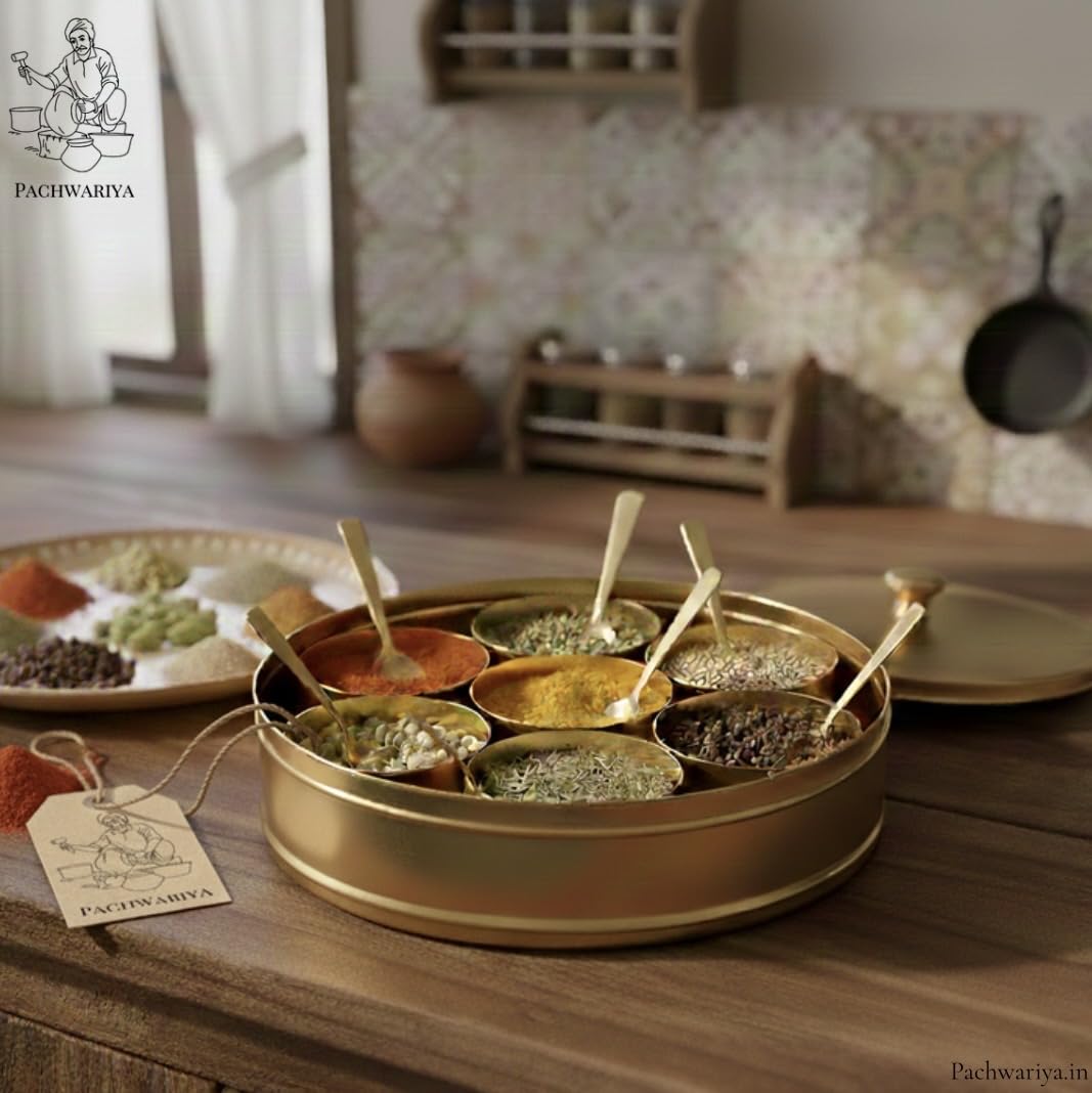Brass Masala Spoons - Set of 6 for Indian Kitchen -7