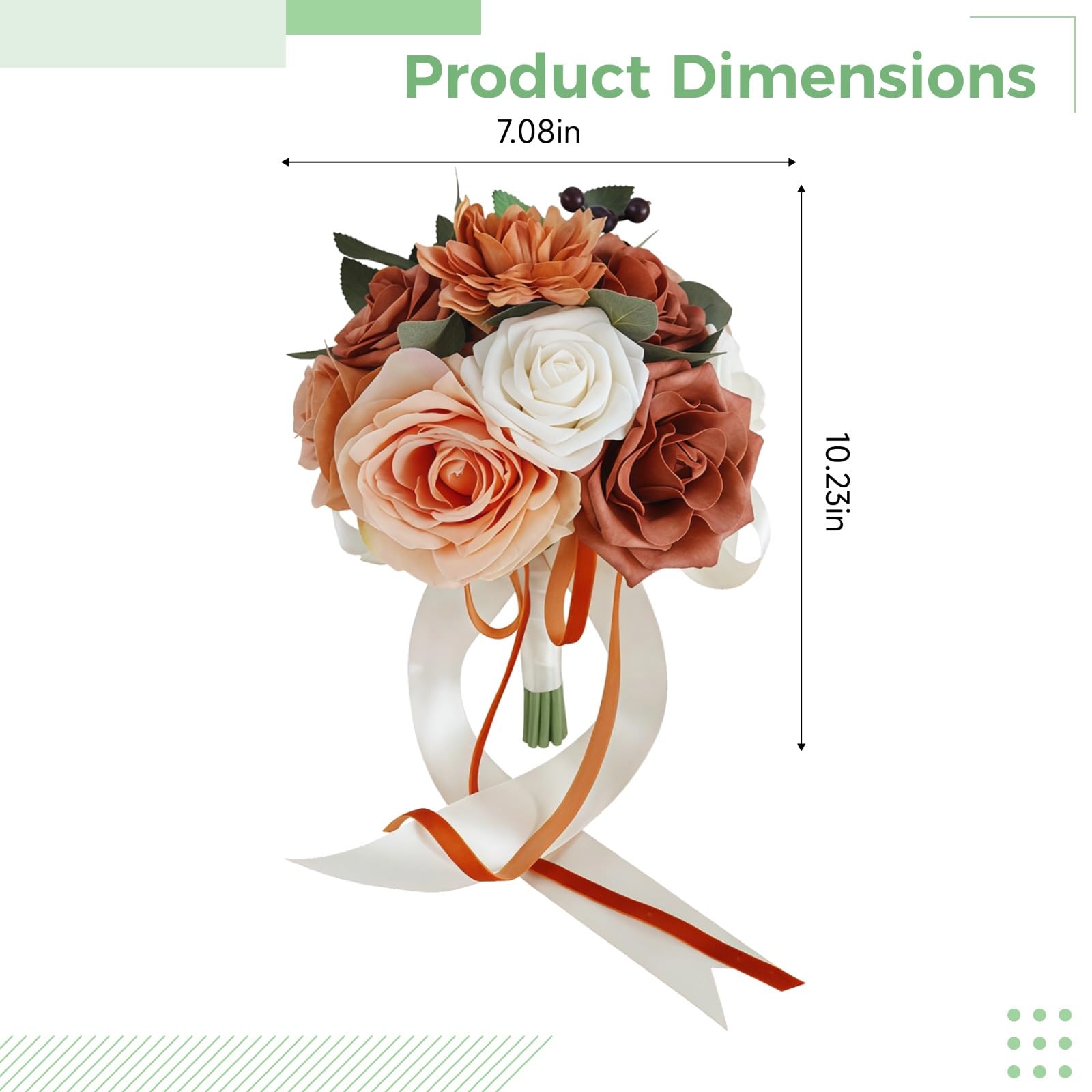 Brautstrauß Kunstblumen für Hochzeit, Braut und Brautjungfer, Real Touch Blumen für Zeremonie und Foto-Requisiten, Boho Hochzeitsdeko