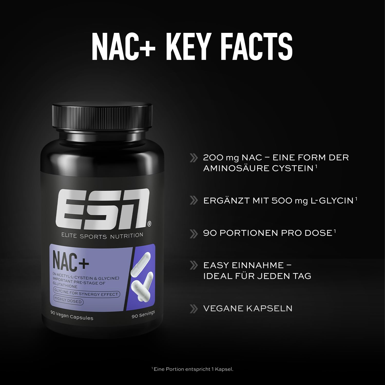 ESN NAC Pro, 90 Kapseln, hochdosiert, vegan & made in Germany