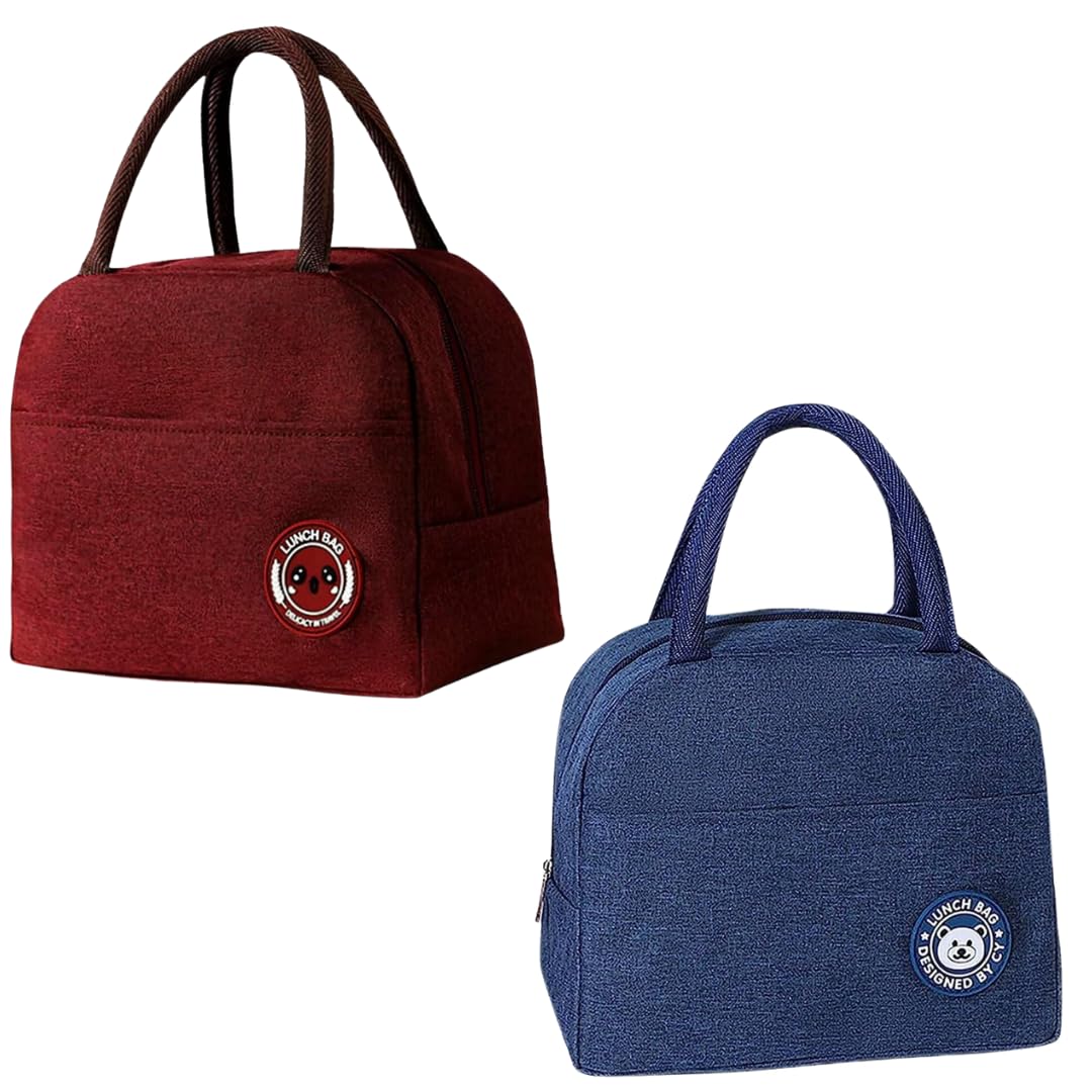 Combo of Lunch Bag/Tiffin/Storage Bag for Men Women Kids for School Office Insulated Thermal Meal Holder Blue and Red Insulated Lunch Box Cover Pack of 2 (B0D6KMFBGC) Amazon Price History, Amazon Price Tracker