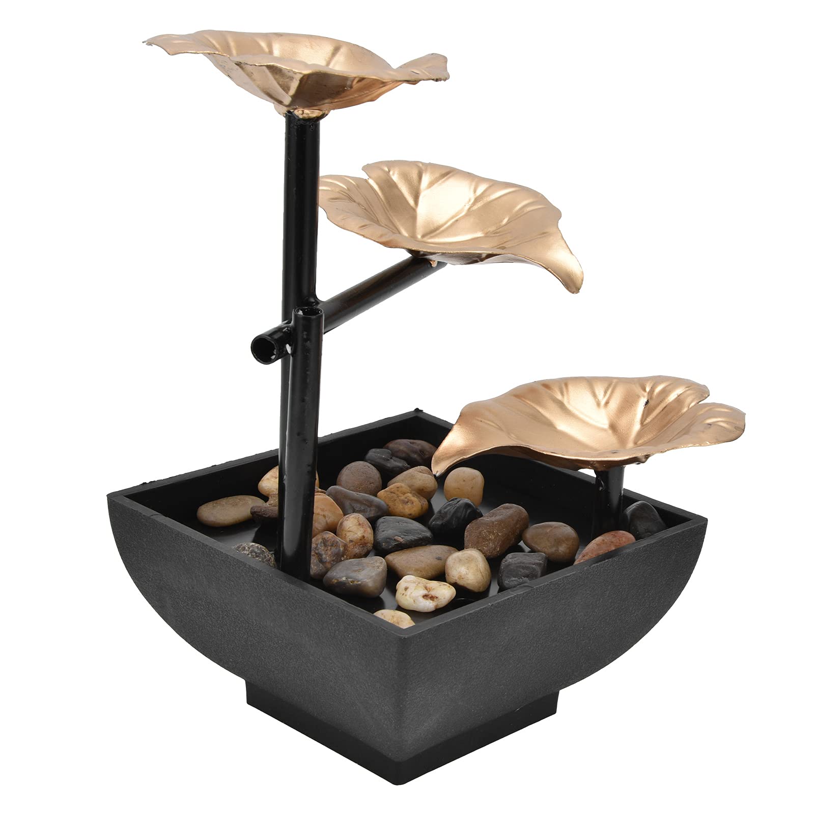 Oreilet3-Tier Relaxation Tabletop Fountain, Feng Shui Zen Indoor Waterfall Fountain with Decoration Stones, Flowing Water Ornament Mini Water Feature for Bedroom, Office, Den(UK)