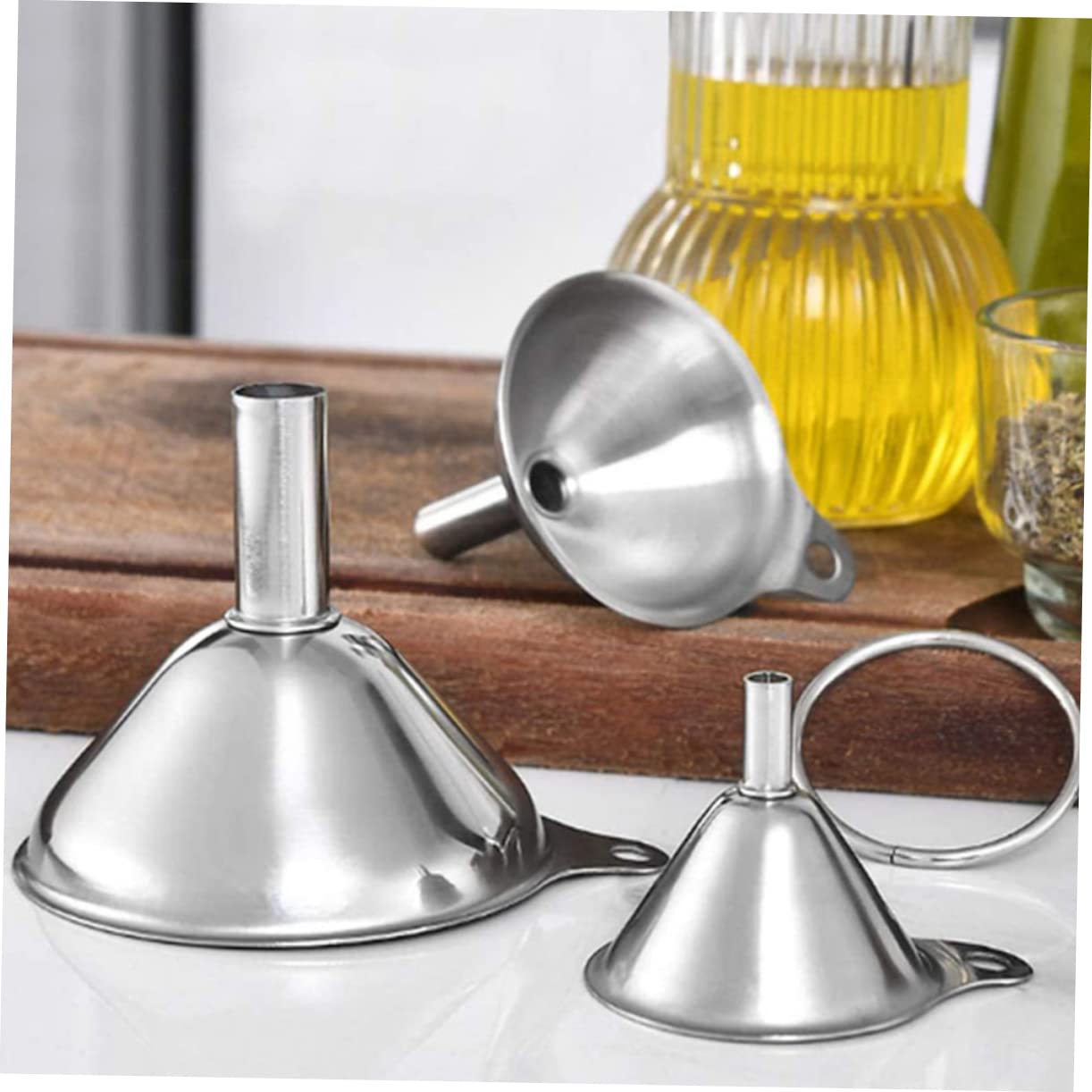 TOPPERFUN 1 Set Di Imbuti Da Cucina In Acciaio Inossidabile Imbuto Per Olio Imbuto Piccolo In Acciaio Inossidabile Colino Per Uso In Scatola Colini Per Trasferimento