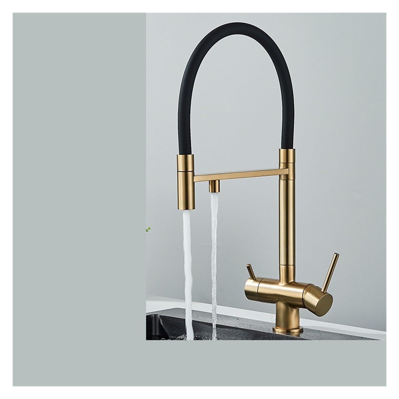 Mitigeur de cuisine filtre robinet or brossé pour sublimer l'eau potable