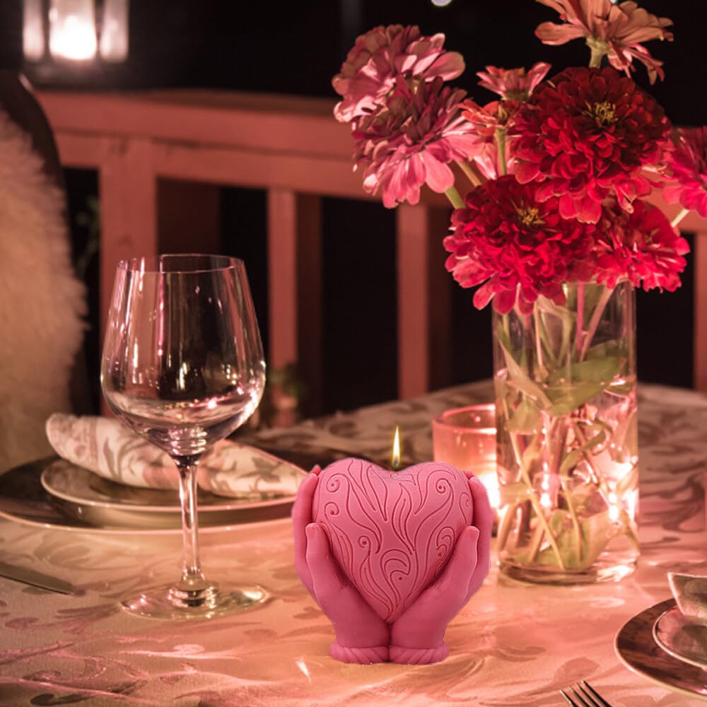 Moule Silicone Bougie Coeur 3D - Moule Bougies Parfumées Saint Valentin Anniversaire Bricolage
