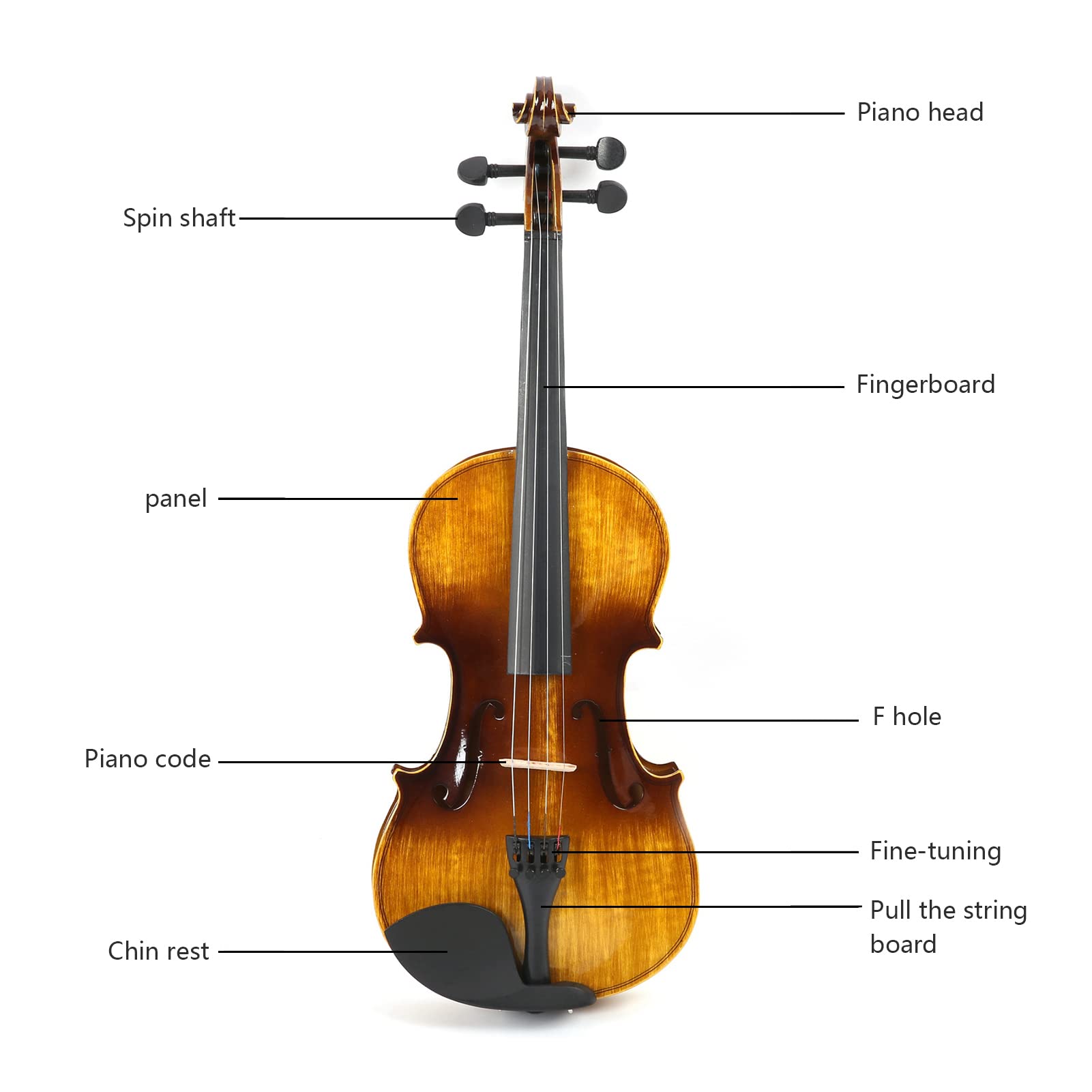 FLEXMAN Set di Violino 4/4 a Grandezza Naturale, Violino di Colore Retrò in Legno Infariato a Mano con Violino a Spalla Rosin Spalla di Riposo per I Principianti Adulti
