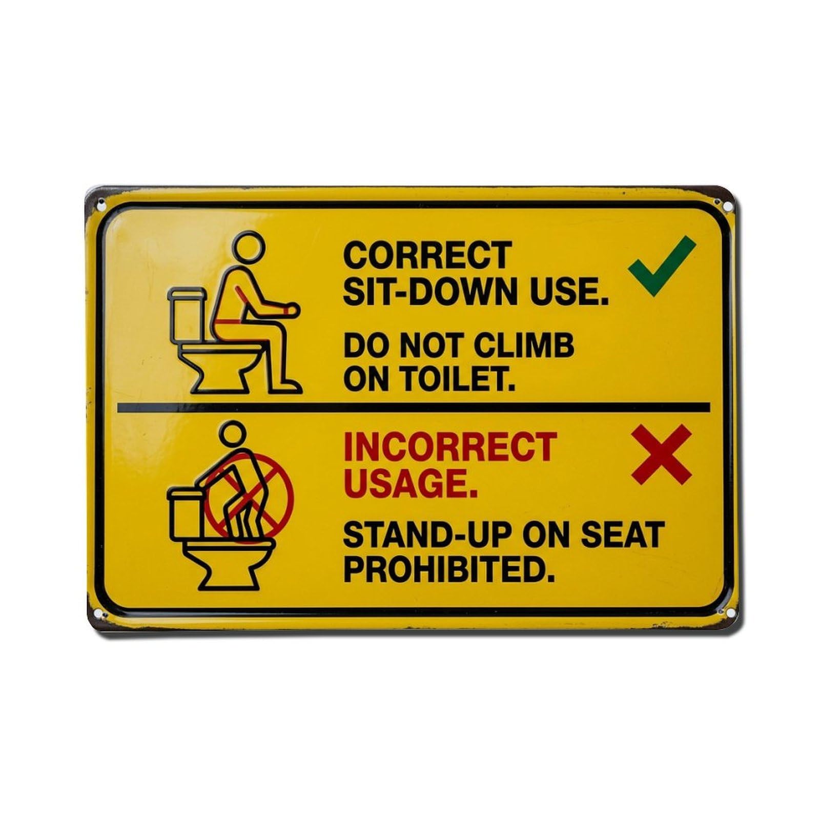 Toilet Proper Usage Bathroom Vintage Metal Tin Sign Plaque Wall Decor for Cafe, Club, Garden Metal Poster 8x12Inch