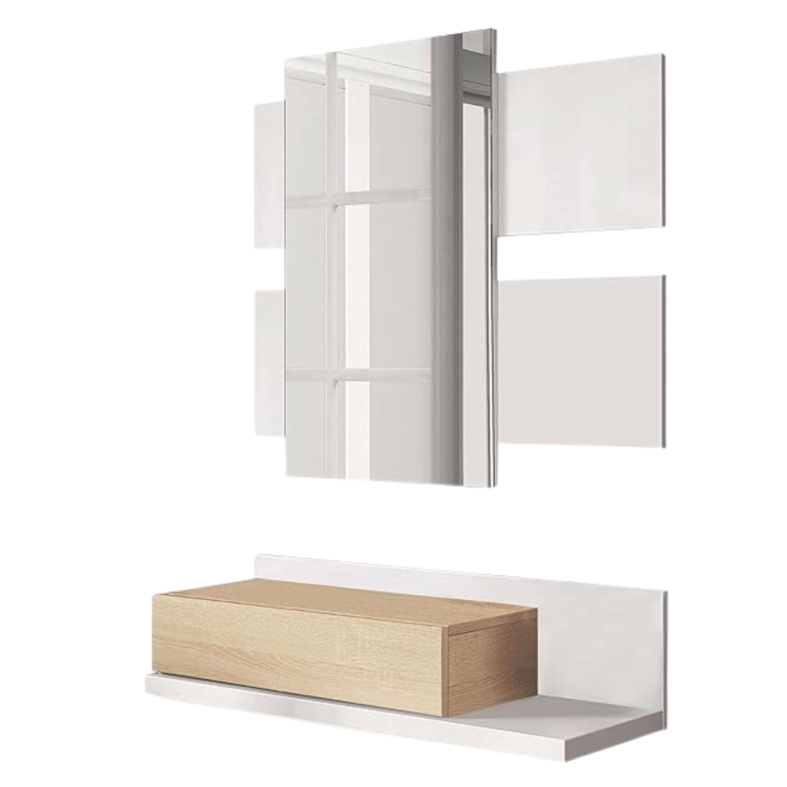 Habitdesign - Recibidor con Cajón y Espejo - Mueble de Entrada con Cajón y Espejo, Color Roble Canadian, 75x116x40 cm - Modelo Tekkan