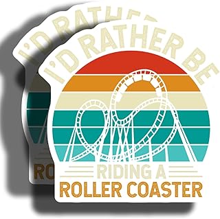I'd Rather Be Riding A Roller Coaster Magnets - Amusement Park Souvenir - Fun Fridge Magnets - Colorful Kitchen Decor - 2 Pack - 5" On Longest Side - Made in USA - PLDFMAG3769