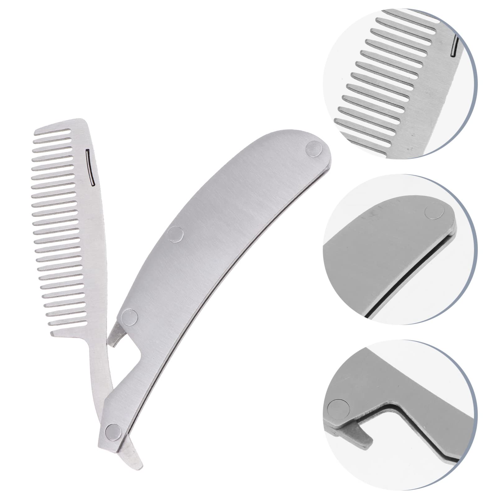 Mikinona 4 Pettini Per Barba Da Uomo A Denti in Acciaio Inox Pieghevoli Mini Portatili Per Acconciature Lisce E Lisce All'indietro