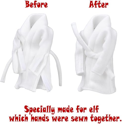 Miniatura 6 de E-TING Ropa de Santa Albornoz Accesorios de Navidad para muñeca elfo (Albornoz blanco con saco de dormir)