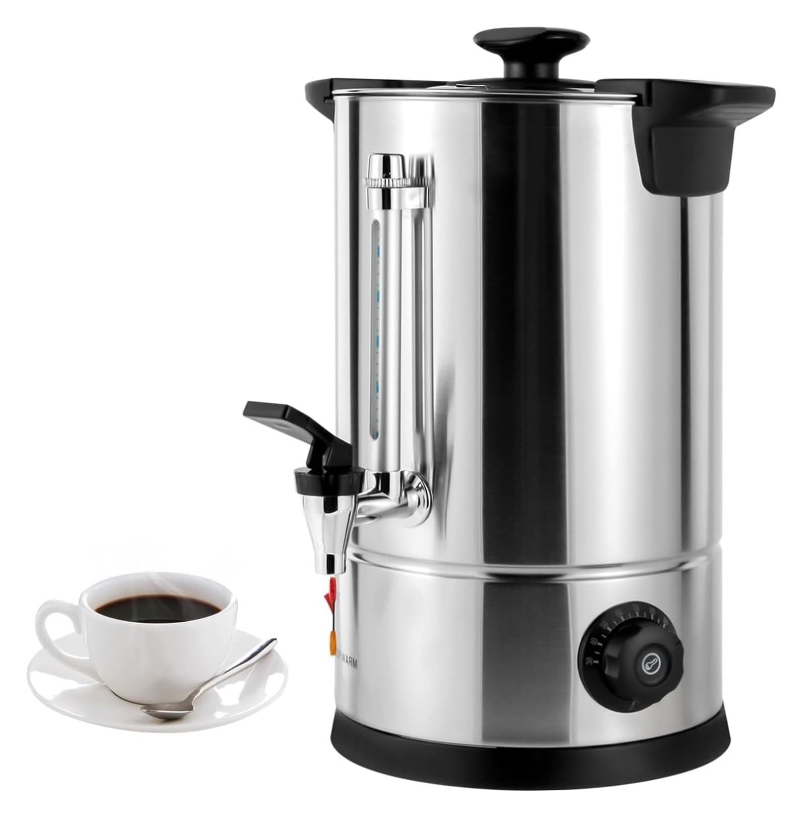 Commercial Coffee Percolator Stainless Steel Urn - Quick Brewing Hot Beverage Dispenser 30-110°C Temperature Control Knob For Home Party, Office, Hotel(15L)